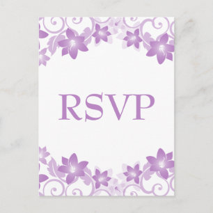Paars Simple Floral RSVP-Briefkaart Uitnodiging Briefkaart