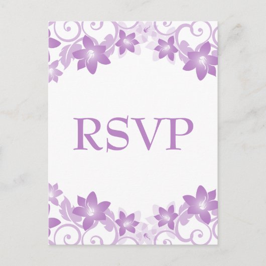Paars Simple Floral RSVP-Briefkaart Uitnodiging Briefkaart (Voorkant)