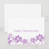 Paars Simple Floral Table Number Briefkaart (Voorkant / Achterkant)