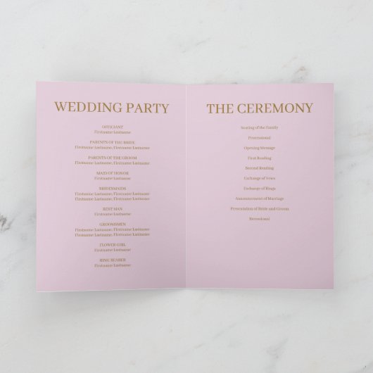 Paars Simple Wedding Folded Program Programma (Binnen)