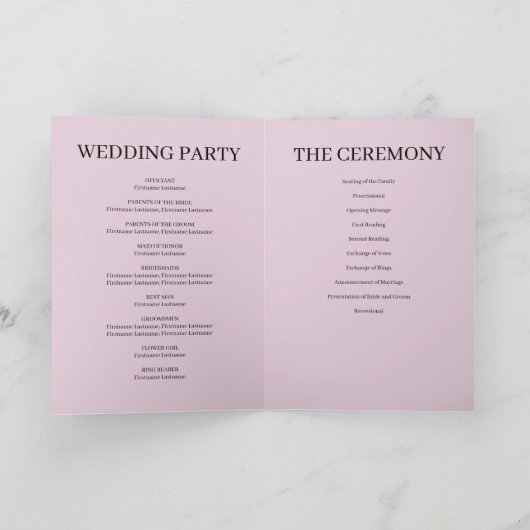 Paars Simple Wedding Folded Program Programma (Binnen)