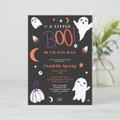 Paars sinaasappel zonder spooky Halloween boo baby Kaart (Staand voorkant)