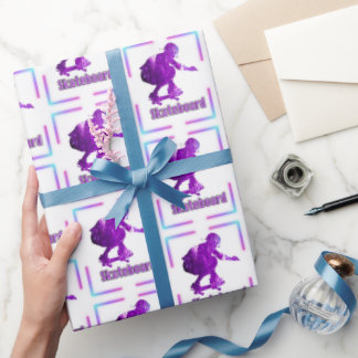 Paars skateboardpapier cadeaupapier