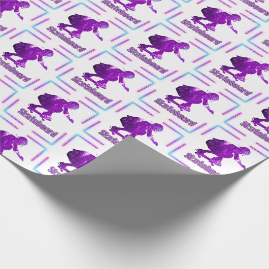 Paars skateboardpapier cadeaupapier (Hoek)