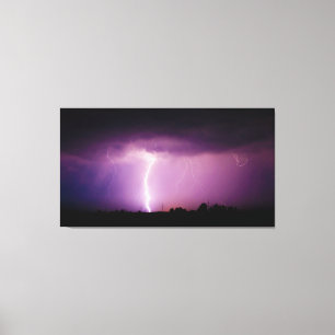 Paars Sky Lightning Storm Canvas Afdruk