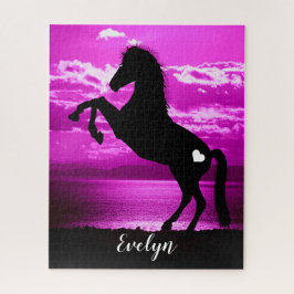 Paars Sky Puzzle, een paard voor zwarte paarden Legpuzzel