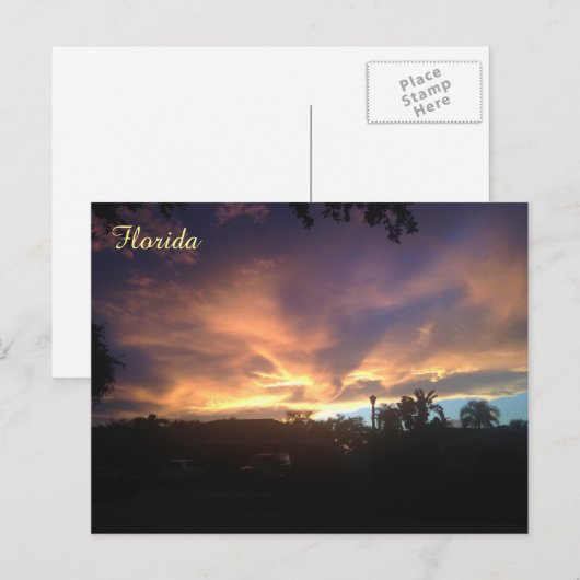 Paars Sky Sunset Briefkaart (Voorkant / Achterkant)