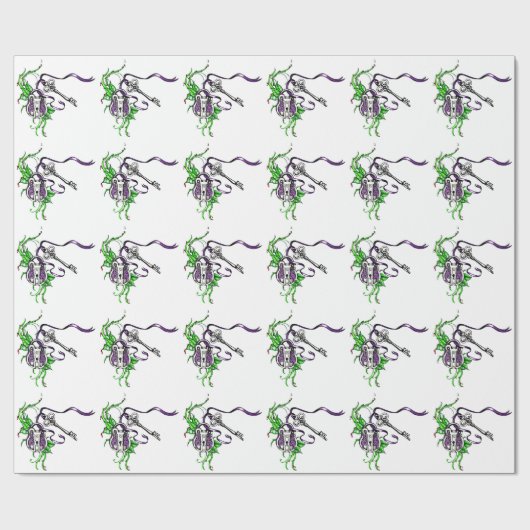 paars slot en sleutelontwerp cadeaupapier (Vlak)