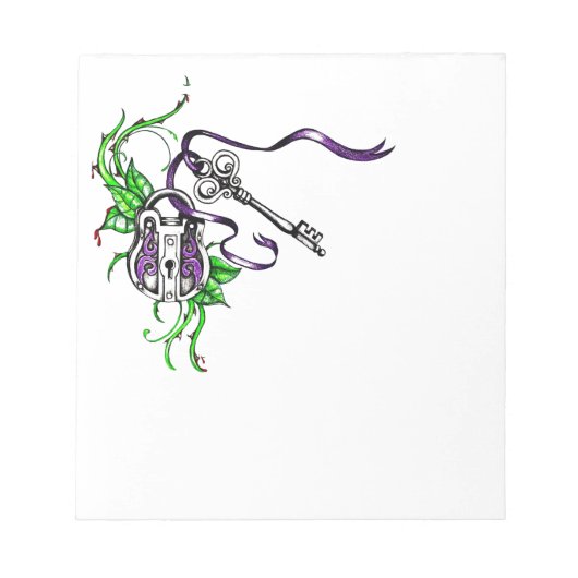  paars slot en sleutelontwerp notitieblok (Voorkant)