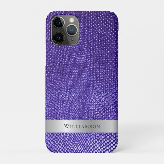 Paars snakeskin digitaal leder zilver-metaal Case-Mate iPhone case (Achterkant)