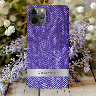 Paars snakeskin digitaal leder zilver-metaal Case-Mate iPhone case