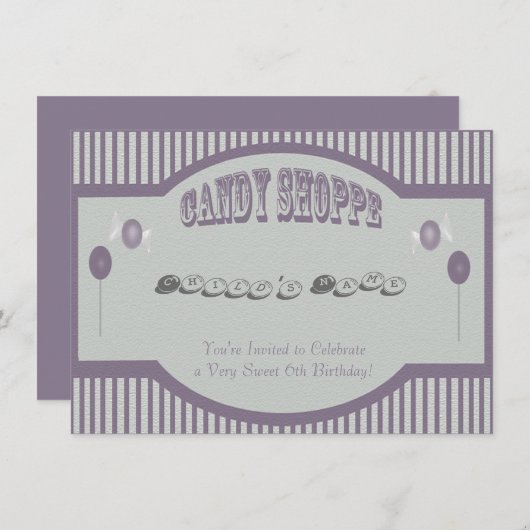 Paars Snoep Shoppe Kaart (Voorkant / Achterkant)