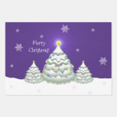 Paars snoezig kerstboompapier inpakpapier vel (Voorkant 3)