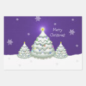 Paars snoezig kerstboompapier inpakpapier vel (Voorkant 2)