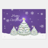 Paars snoezig kerstboompapier inpakpapier vel (Voorkant)