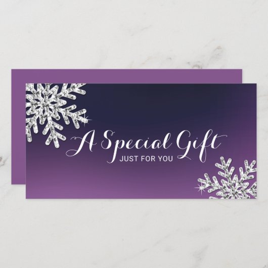 Paars Snowflake Beauty Salon Gift Certificate (Voorkant / Achterkant)