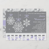 Paars Snowflake Mobile Wieg Baby shower uitnodigen Kaart (Voorkant / Achterkant)