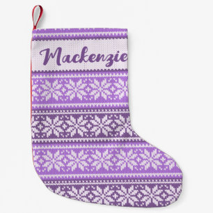 Paars Snowflake Nordic Sweater Pattern Kleine Kerstsok