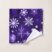 Paars Snowflake Patroon Bad Handdoek (Wasdoekje)