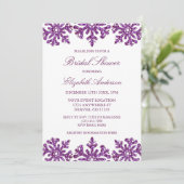 Paars Snowflake Winter Vrijgezellenfeest Kaart (Staand voorkant)