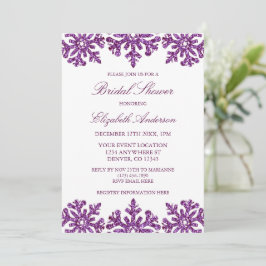 Paars Snowflake Winter Vrijgezellenfeest Kaart