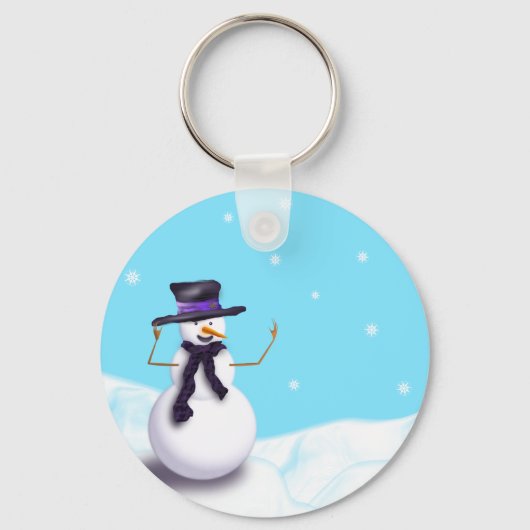 Paars Snowman Sleutelhanger (Voorkant)