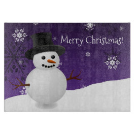 Paars Snowman Winter kerstknipbord Snijplank