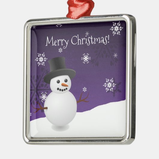 Paars Snowman Winter Scene Ceramic Ornament (Links)
