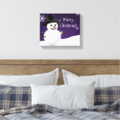 Paars Snowman Winter Scene kerstcanvas afdrukken (Insitu (Slaapkamer))