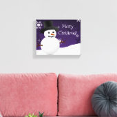 Paars Snowman Winter Scene kerstcanvas afdrukken (Insitu (Woonkamer))