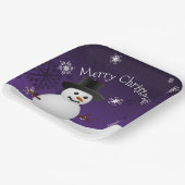 Paars Snowman Winter Scene kerstpapier Bord (Gebogen)