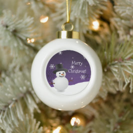 Paars Snowman Winter Scene omwoeld Ornament