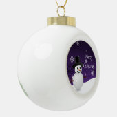 Paars Snowman Winter Scene omwoeld Ornament (Links)