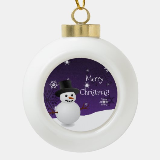 Paars Snowman Winter Scene omwoeld Ornament (Voorkant)