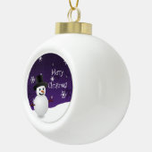 Paars Snowman Winter Scene omwoeld Ornament (Rechts)