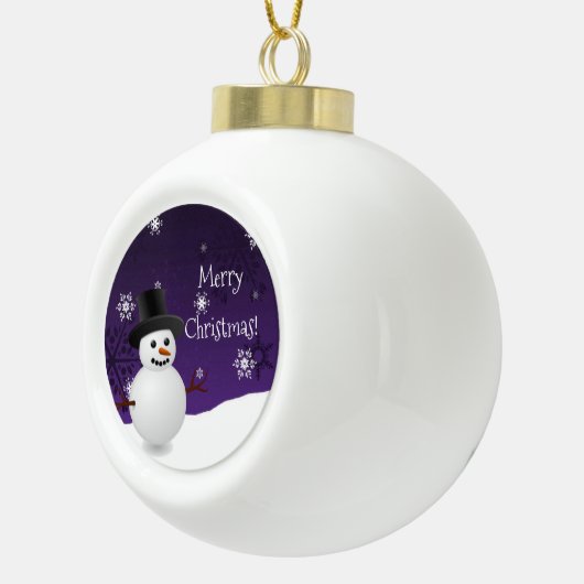Paars Snowman Winter Scene omwoeld Ornament (Rechts)