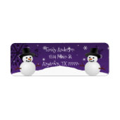 Paars Snowman Winter Scene Return Address Label (Voorkant)