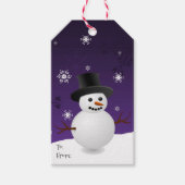 Paars Snowman Winter Scenery kerstcadeau Label Cadeaulabel (Voorkant)