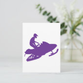 Paars-Snowmobiler Briefkaart (Staand voorkant)
