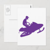 Paars-Snowmobiler Briefkaart (Voorkant / Achterkant)
