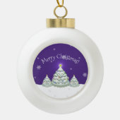 Paars Snowy kerstboom omwoeld Ornament (Voorkant)