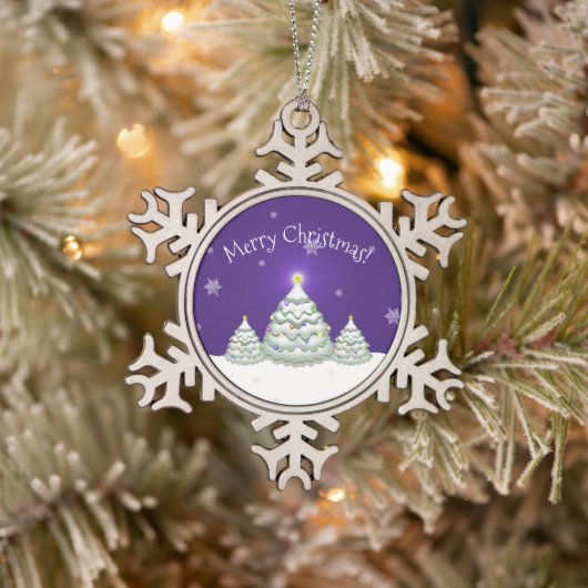 Paars Snowy kerstboom Ornament (Boom)