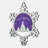 Paars Snowy kerstboom Ornament (Rechts)