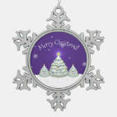 Paars Snowy kerstboom Ornament (Voorkant)
