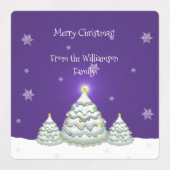 Paars Snowy-kerstboomlabel Labels (Design 1)