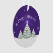Paars Snowy-Ornament met kerstbomen Ornament (voorkant)