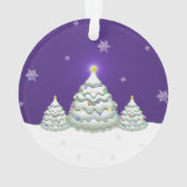 Paars Snowy-Ornament met kerstbomen Ornament (achterkant)