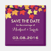Paars sparen de Datum Maple herfst Wedding Magnet (Voorkant)