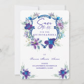 Paars sparen de Datum Uitnodiging Quinceañera (Voorkant)