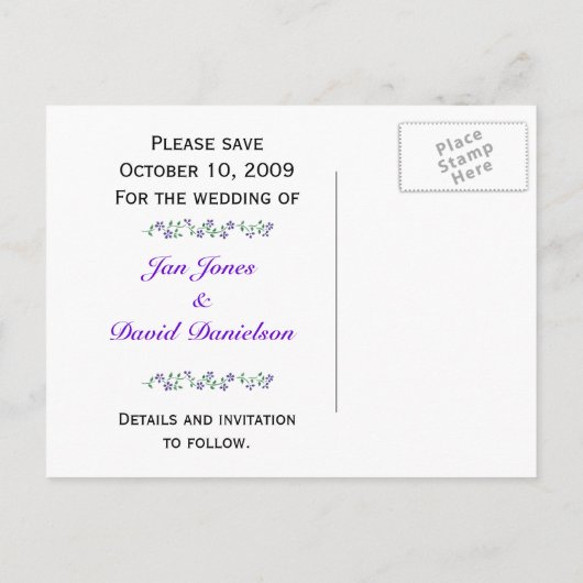 Paars sparen de Datum van de Sjabloon van de Beric (Achterkant)